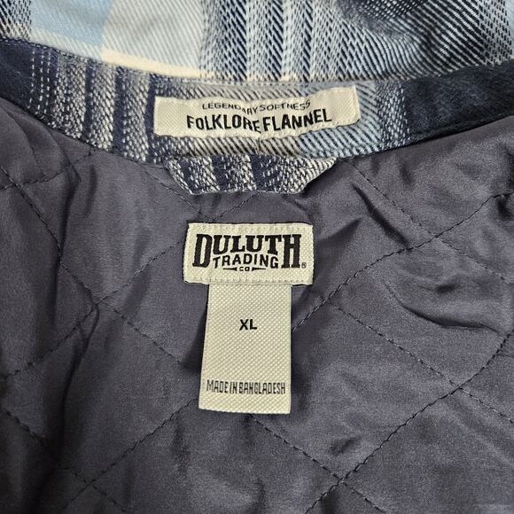Duluth Folklore Flannel Insulated Duster Jacket Womens XL Blue Plaid - Picture 3 of 11